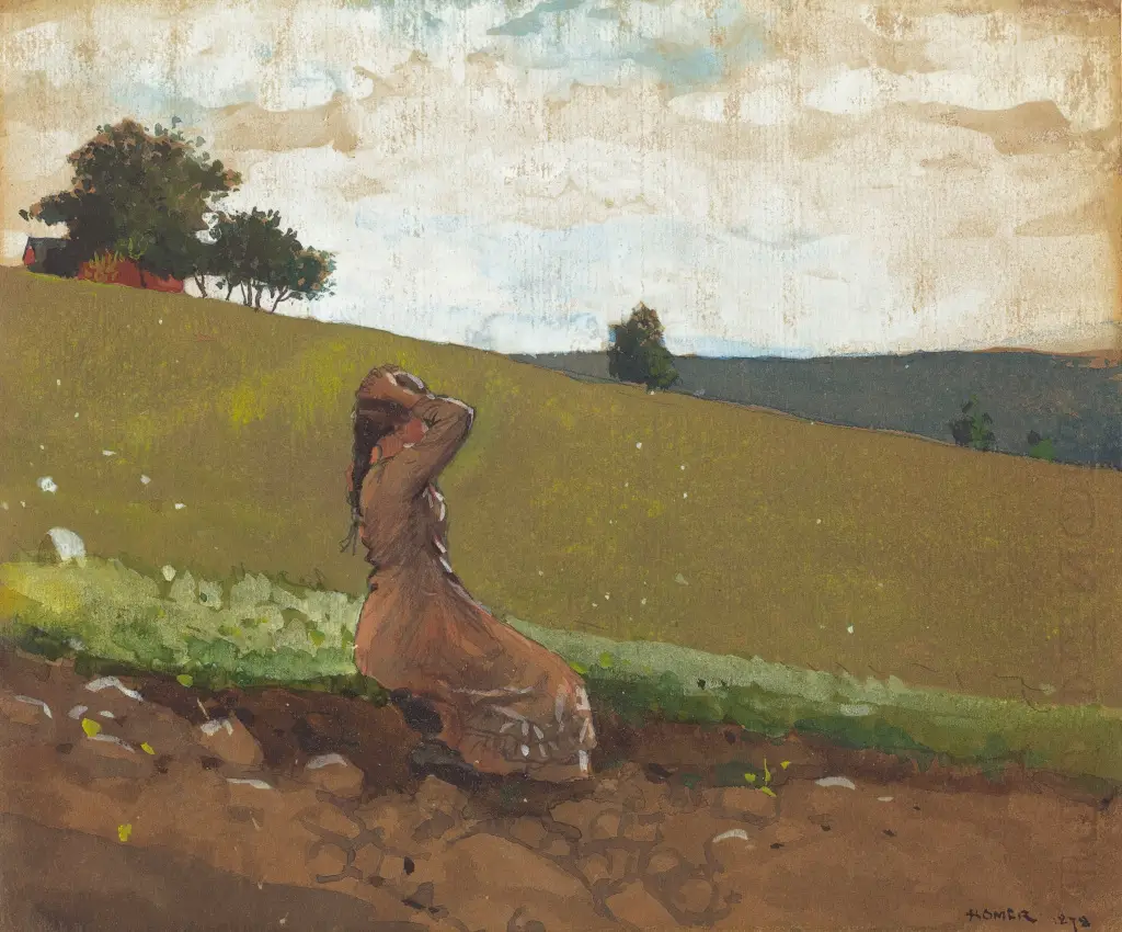 The Green Hill in Detail Winslow Homer
